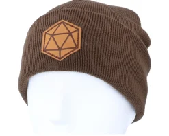 D20 Patch Chocolate Brown Beanie - Gamerz