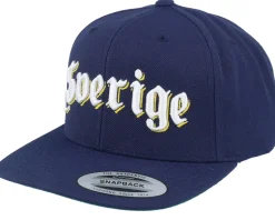 3d Stockholm White Script Navy Snapback - Hatstore