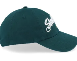3d Stockholm White Script Solid Dark Green Dad Cap - Hatstore