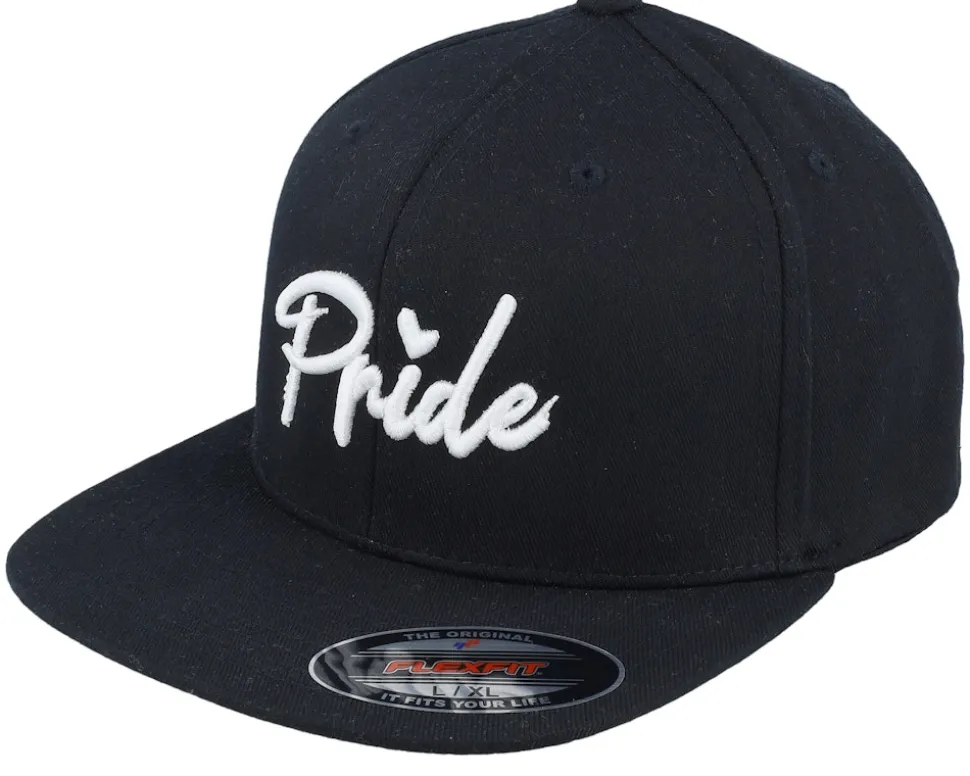 3d White Pride Logo Black Flat Brim Fitted - Fair