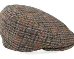 Daffy 3 El Virgin Wool/Cashmere Green Check Flat Cap - MJM Hats