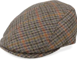 Daffy 3 El Virgin Wool/Cashmere Green Check Flat Cap - MJM Hats