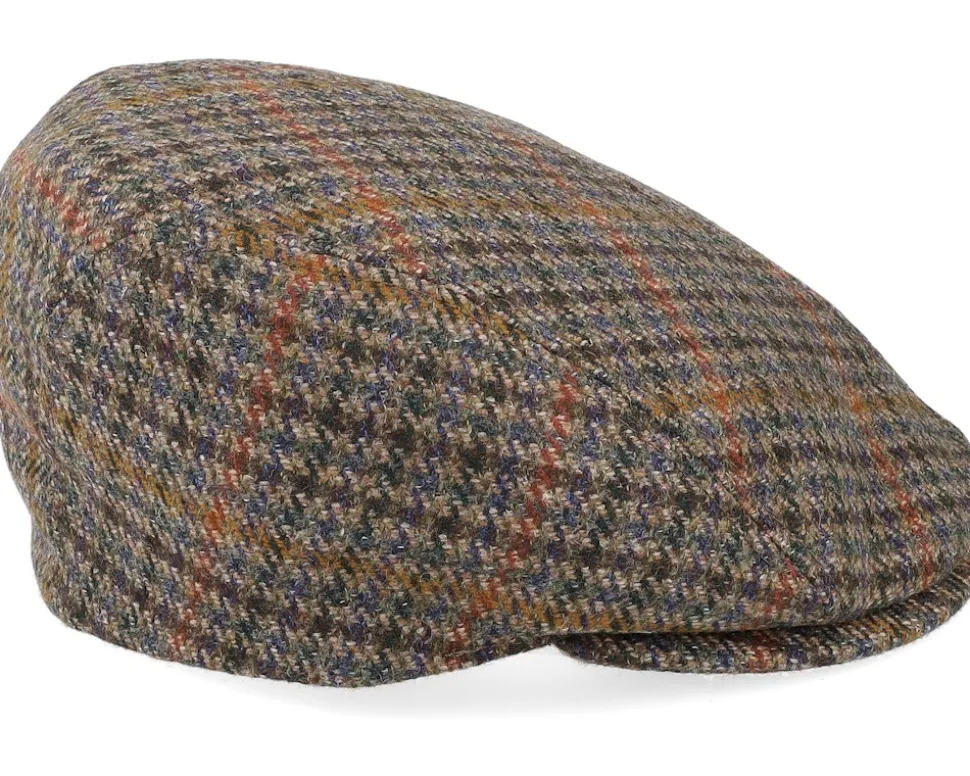 Daffy 3 El Virgin Wool/Cashmere Green Check Flat Cap - MJM Hats
