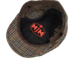 Daffy 3 El Virgin Wool/Cashmere Green Check Flat Cap - MJM Hats