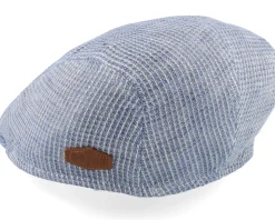 Daffy 3 Organic Hemp/Linen Blue Flat Cap - MJM Hats