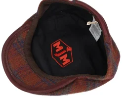 Daffy 3 Virgin Wool/Silk Rust Check Flat Cap - MJM Hats