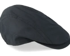 Daffy-3 Wax Cotton W-P Black Flat Cap - MJM Hats