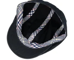 Daffy-3 Wax Cotton W-P Black Flat Cap - MJM Hats