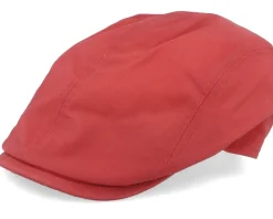 Daffy-3 Wax Cotton W.P Red Flat Cap - MJM Hats
