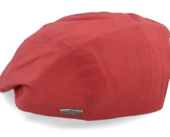 Daffy-3 Wax Cotton W.P Red Flat Cap - MJM Hats