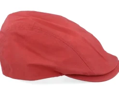 Daffy-3 Wax Cotton W.P Red Flat Cap - MJM Hats