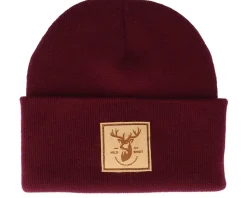Deer Box Patch Burgundy/Beige Beanie - Wild Spirit