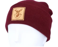 Deer Box Patch Burgundy/Beige Beanie - Wild Spirit