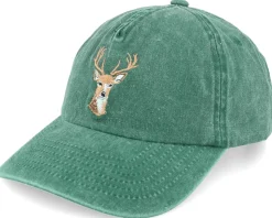 Deer Embroidery Green A-frame Dad Cap - Wild Spirit