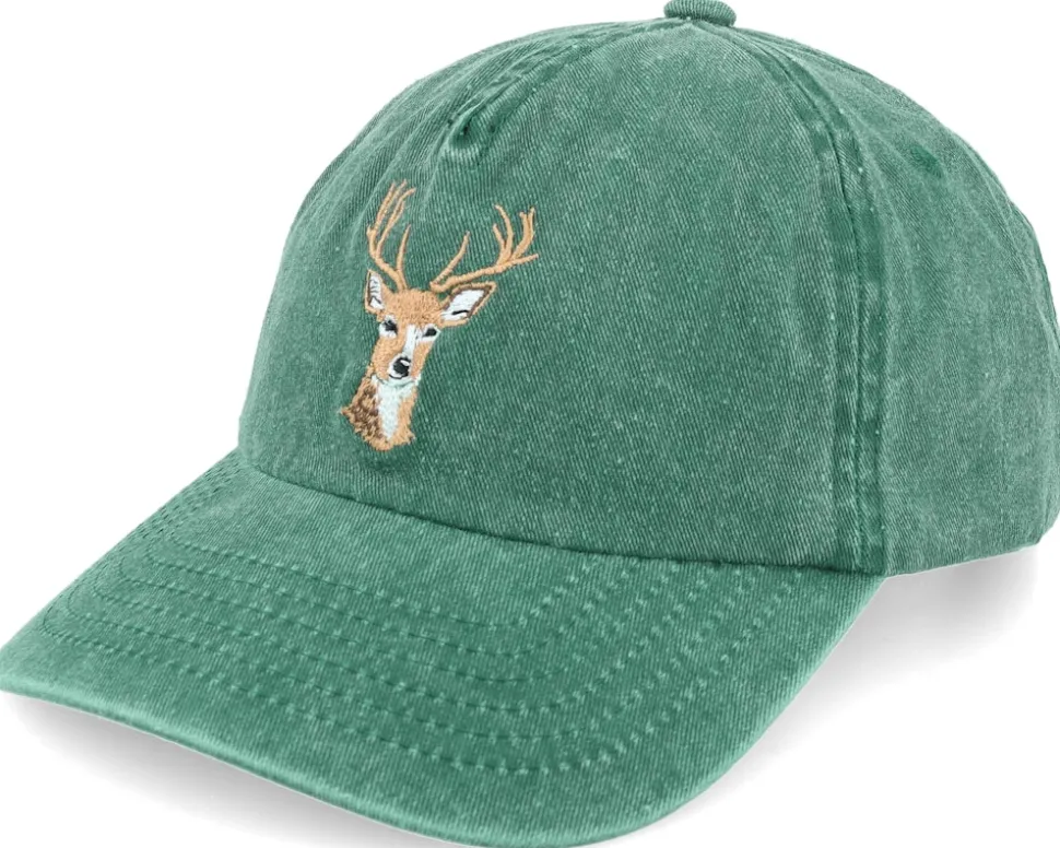 Deer Embroidery Green A-frame Dad Cap - Wild Spirit