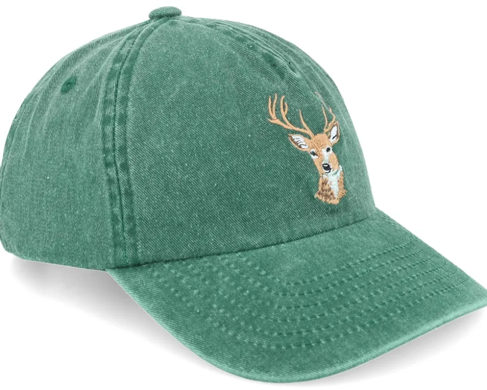 Deer Embroidery Green A-frame Dad Cap - Wild Spirit