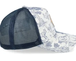 Deer Pattern White/Navy A-Frame Trucker - Djinns