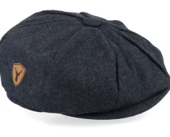 Deer Shield Patch Charcoal Wool Bakerboy Flat Cap - Wild Spirit