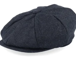 Deer Shield Patch Charcoal Wool Bakerboy Flat Cap - Wild Spirit