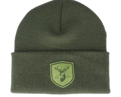 Deer Shield Patch Olive/Green Beanie - Wild Spirit