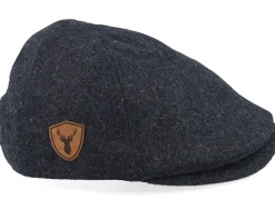 Deer Shiled Patch Charcoal Wool Ivy Flat Cap - Wild Spirit
