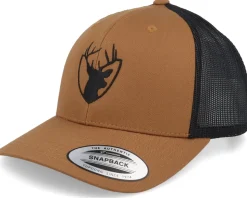 Deer Silhouette Crest Caramel/Black Trucker - Hunter