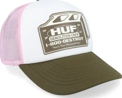 Demolition Crew Hat White/Pink/Olive Trucker - HUF