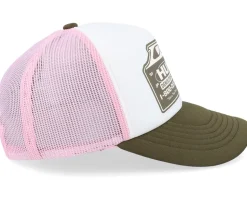 Demolition Crew Hat White/Pink/Olive Trucker - HUF