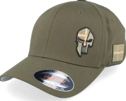 Denmark Army Skull Olive Wooly Combed Flexfit - Army Head