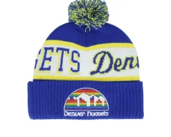 Denver Nuggets Block Sweep Knit Hwc Blue Pom - Mitchell & Ness