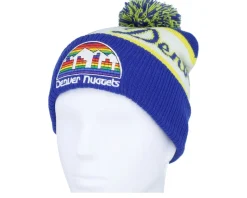 Denver Nuggets Block Sweep Knit Hwc Blue Pom - Mitchell & Ness