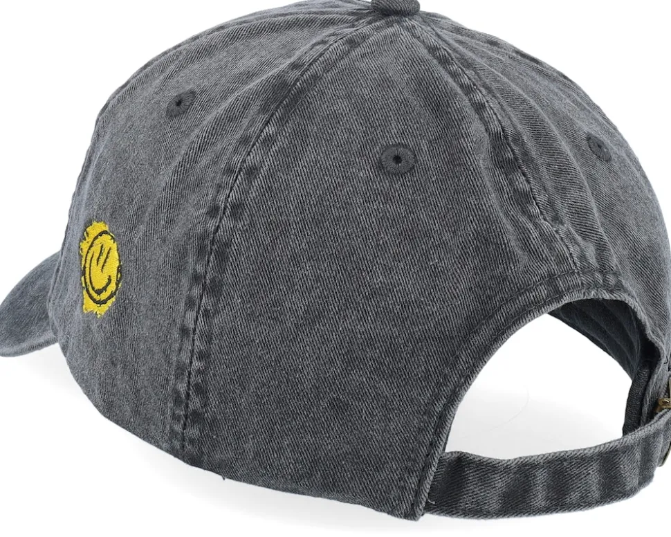 Detroit 3d Script Washed Black Dad Cap - Lucid Smile