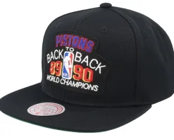 Detroit Pistons Back2back HWC Black Snapback - Mitchell & Ness