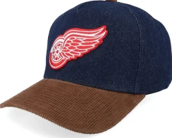 Detroit Red Wings D-stressed Pro Dark Navy/Brown Corduroy A-frame Adjustable - Mitchell & Ness