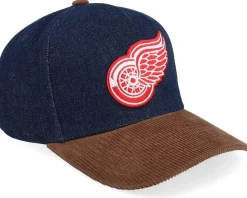 Detroit Red Wings D-stressed Pro Dark Navy/Brown Corduroy A-frame Adjustable - Mitchell & Ness
