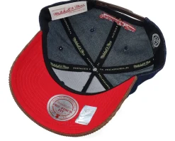 Detroit Red Wings D-stressed Pro Dark Navy/Brown Corduroy A-frame Adjustable - Mitchell & Ness