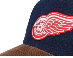 Detroit Red Wings D-stressed Pro Dark Navy/Brown Corduroy A-frame Adjustable - Mitchell & Ness