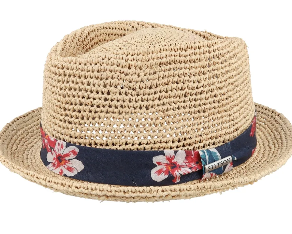 Diamond Raffia Crochet Beige Straw Hat - Stetson