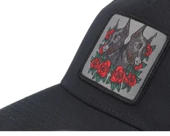 Dobermann & Roses Black A-framed Trucker - Iconic