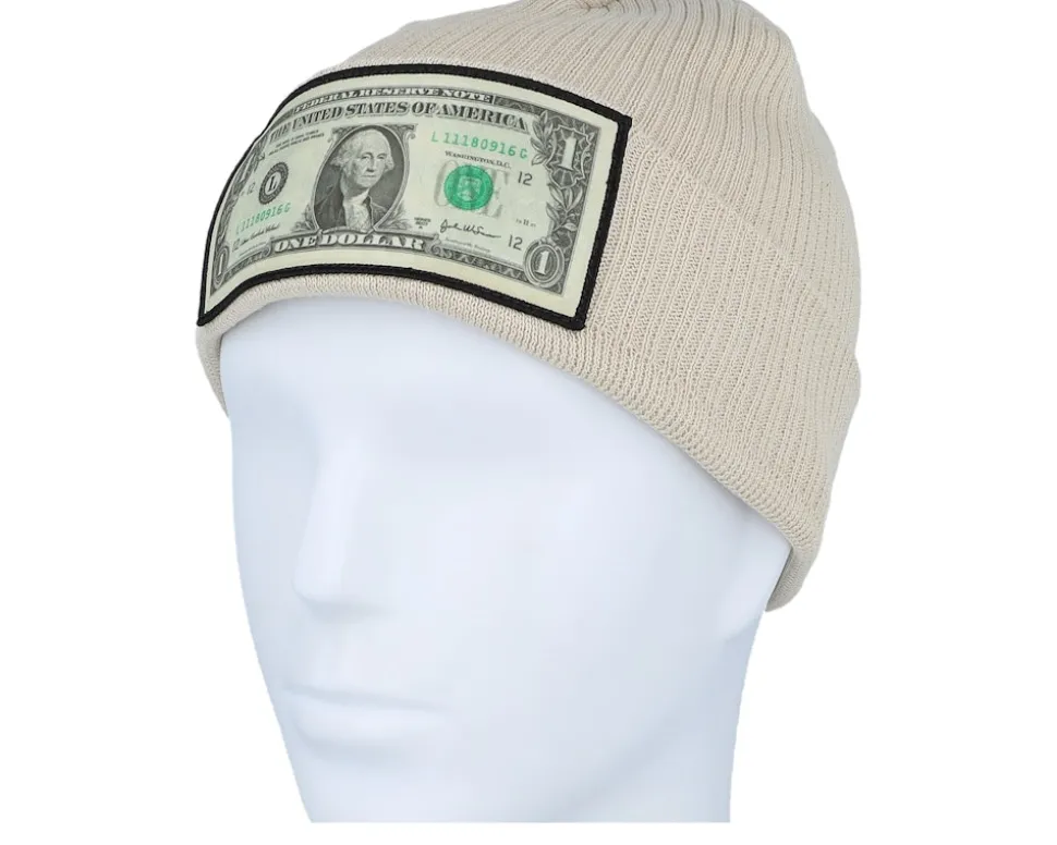 Dollar Bill Sand Beanie Organic Cotton Cuff - Calza Pennello