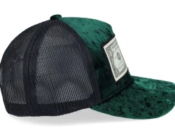 Dollar Bill Velvet Green/Black A-frame Trucker - Calza Pennello