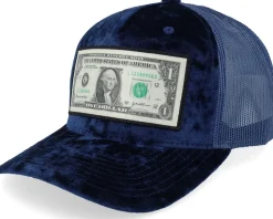 Dollar Bill Velvet Navy A-frame Trucker - Calza Pennello