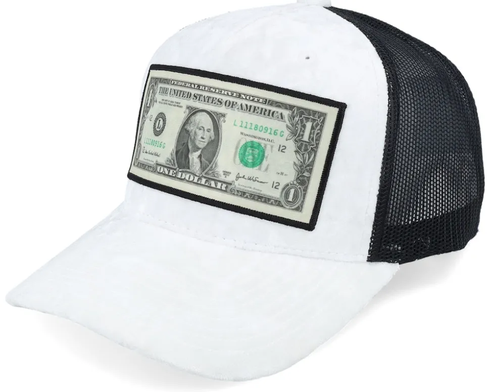 Dollar Bill Velvet White/Black A-frame Trucker - Calza Pennello
