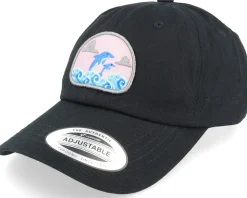 Dolphin On Waves Patch Black Dad Cap - Abducted