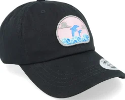 Dolphin On Waves Patch Black Dad Cap - Abducted