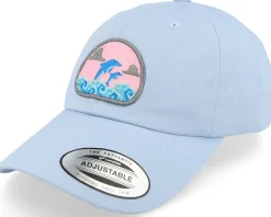 Dolphin On Waves Patch Light Blue Dad Cap - Abducted