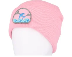 Dolphin On Waves Patch Pink Beanie - Iconic