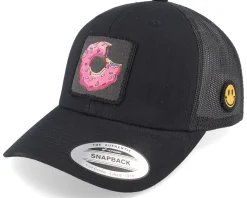 Donut Smiley Face Retro Black Trucker - Iconic