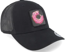 Donut Smiley Face Retro Black Trucker - Iconic