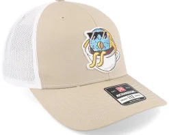 Doughnut In Coffe Cup Patch Khaki/White Trucker - Iconic